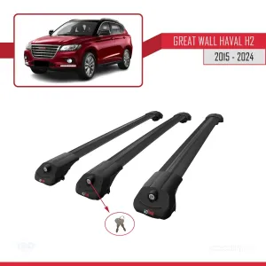 Great Wall Haval H2 2015 ve Sonrası ile uyumlu ACE-1 Ara Atkı Tavan Barı SİYAH 3 ADET BAR thumb 4