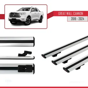 Great Wall Cannon 2019 ve Sonrası ile uyumlu Basic Model Ara Atkı Tavan Barı GRİ 3 ADET thumb 5
