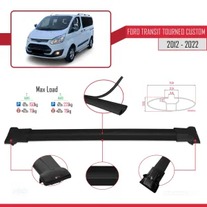 Ford Transit Tourneo - Custom 2012-2023 Arası ile uyumlu FLY Model Ara Atkı Tavan Barı SİYAH thumb 4