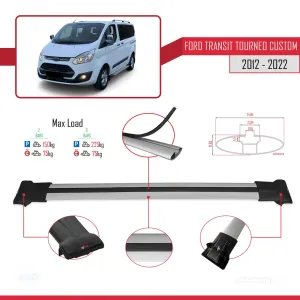 Ford Transit Tourneo - Custom 2012-2023 Arası ile uyumlu FLY Model Ara Atkı Tavan Barı GRİ thumb 4