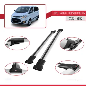 Ford Transit Tourneo - Custom 2012-2023 Arası ile uyumlu FLY Model Ara Atkı Tavan Barı GRİ thumb 5