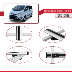 Ford Transit Tourneo - Custom 2012-2023 Arası ile uyumlu Basic Model Ara Atkı Tavan Barı GRİ 3 ADET thumb 4