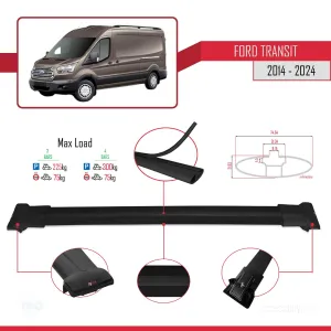 Ford Transit 2014 ve Sonrası ile uyumlu FLY Model Ara Atkı Tavan Barı SİYAH 4 ADET BAR thumb 4