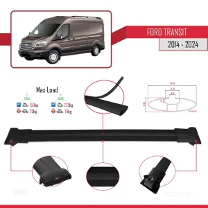 Ford Transit 2014 ve Sonrası ile Uyumlu FLY Model Ara Atkı Tavan Barı SİYAH thumb 5