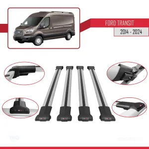 Ford Transit 2014 ve Sonrası ile uyumlu FLY Model Ara Atkı Tavan Barı GRİ 4 ADET BAR thumb 5