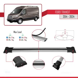 Ford Transit 2014 ve Sonrası ile uyumlu FLY Model Ara Atkı Tavan Barı GRİ 3 ADET BAR thumb 4