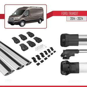 Ford Transit 2014 ve Sonrası ile uyumlu ACE-1 Ara Atkı Tavan Barı GRİ 3 ADET BAR thumb 5
