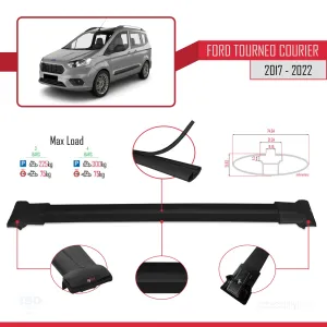 Ford Tourneo Courier 2017-2022 Arası ile uyumlu FLY Model Ara Atkı Tavan Barı SİYAH 3 ADET BAR thumb 4