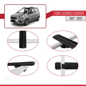 Tourneo Courier 2017-2022 Arası ile uyumlu Basic Model Ara Atkı Tavan Barı SİYAH 3 ADET - Görsel 4