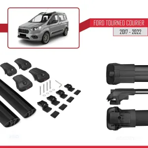 Ford Tourneo Courier 2017-2022 Arası ile uyumlu ACE-1 Ara Atkı Tavan Barı SİYAH thumb 5