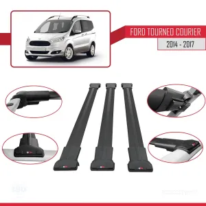 Ford Tourneo Courier 2014-2017 Arası ile uyumlu FLY Model Ara Atkı Tavan Barı SİYAH 3 ADET BAR thumb 5