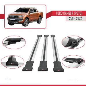Ford Ranger 2011-2022 Arası ile Uyumlu FLY Model Ara Atkı Tavan Barı GRİ 3 ADET BAR thumb 5