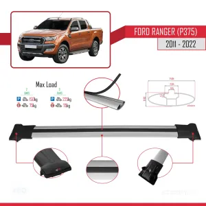 Ford Ranger 2011-2022 Arası ile Uyumlu FLY Model Ara Atkı Tavan Barı GRİ thumb 4