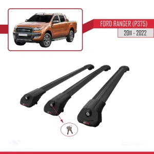 Ford Ranger 2011-2022 Arası ile uyumlu ACE-1 Ara Atkı Tavan Barı SİYAH 3 ADET BAR thumb 4