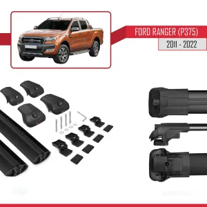 Ford Ranger 2011-2022 Arası ile uyumlu ACE-1 Ara Atkı Tavan Barı SİYAH thumb 5