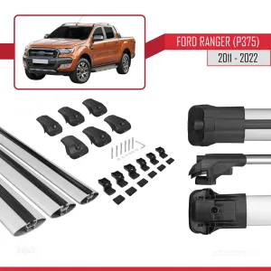 Ford Ranger 2011-2022 Arası ile uyumlu ACE-1 Ara Atkı Tavan Barı GRİ 3 ADET BAR thumb 5