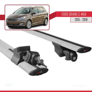 Ford Grand C-Max 2015-2019 Arası ile uyumlu HOOK Model Anahtar Kilitli Ara Atkı Tavan Barı GRİ thumb 5