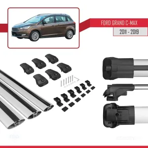 Ford Grand C-Max 2011-2019 Arası ile uyumlu ACE-1 Ara Atkı Tavan Barı GRİ 3 ADET BAR thumb 5