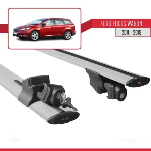 Ford Focus SW / Estate 2011-2018 Arası ile uyumlu HOOK Model Anahtar Kilitli Ara Atkı Tavan Barı GRİ thumb 5