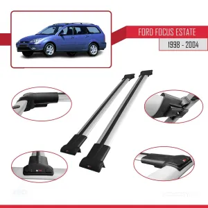 Ford Focus Estate C170 1998-2004 Arası ile uyumlu FLY Model Ara Atkı Tavan Barı GRİ thumb 5