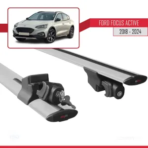 Ford Focus Active 2018 ve Sonrası ile uyumlu HOOK Model Anahtar Kilitli Ara Atkı Tavan Barı GRİ thumb 5