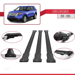 Explorer 2011-2015 Arası ile uyumlu FLY Model Ara Atkı Tavan Barı SİYAH 3 ADET BAR - Görsel 5