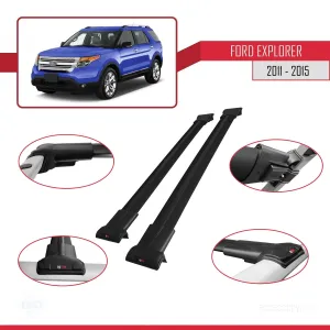 Explorer 2011-2015 Arası ile uyumlu FLY Model Ara Atkı Tavan Barı SİYAH - Görsel 5