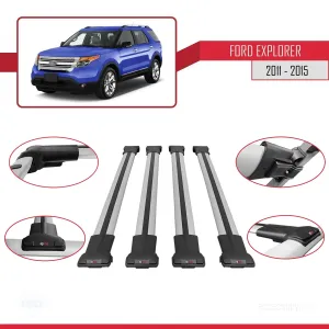 Explorer 2011-2015 Arası ile uyumlu FLY Model Ara Atkı Tavan Barı GRİ 4 ADET BAR - Görsel 5