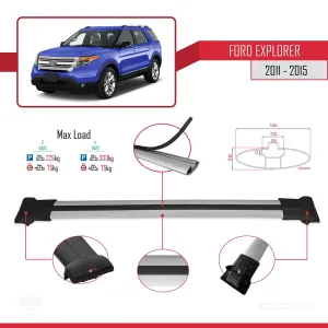 Explorer 2011-2015 Arası ile uyumlu FLY Model Ara Atkı Tavan Barı GRİ 3 ADET BAR - Görsel 4