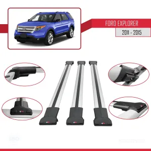 Explorer 2011-2015 Arası ile uyumlu FLY Model Ara Atkı Tavan Barı GRİ 3 ADET BAR - Görsel 5