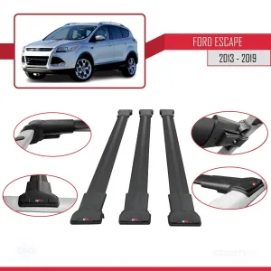 Ford Escape 2013-2019 Arası ile Uyumlu FLY Model Ara Atkı Tavan Barı SİYAH 3 ADET BAR thumb 5