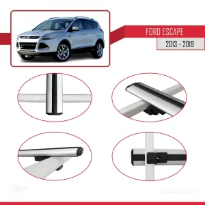 Ford Escape 2013-2019 Arası ile uyumlu Basic Model Ara Atkı Tavan Barı GRİ 3 ADET thumb 4