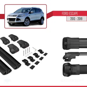 Ford Escape 2013-2019 Arası ile uyumlu ACE-1 Ara Atkı Tavan Barı SİYAH thumb 5