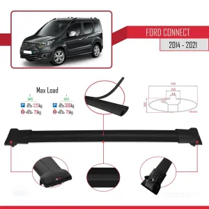 Ford Connect 2014-2021 Arası ile uyumlu FLY Model Ara Atkı Tavan Barı SİYAH 4 ADET BAR thumb 4