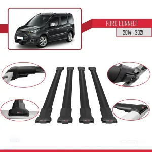 Ford Connect 2014-2021 Arası ile uyumlu FLY Model Ara Atkı Tavan Barı SİYAH 4 ADET BAR thumb 5