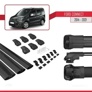 Ford Connect 2014-2021 Arası ile uyumlu ACE-1 Ara Atkı Tavan Barı SİYAH 3 ADET BAR thumb 5