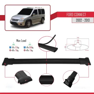 Ford Connect 2002-2013 Arası ile uyumlu FLY Model Ara Atkı Tavan Barı SİYAH 4 ADET BAR thumb 4