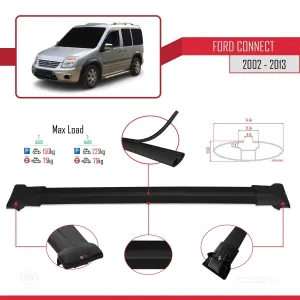 Ford Connect 2002-2013 Arası ile uyumlu FLY Model Ara Atkı Tavan Barı SİYAH thumb 4