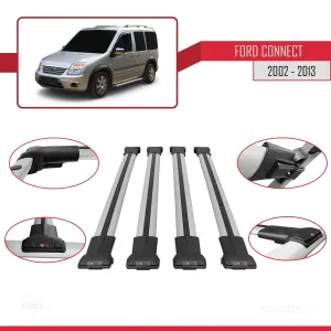 Ford Connect 2002-2013 Arası ile uyumlu FLY Model Ara Atkı Tavan Barı GRİ 4 ADET BAR thumb 5