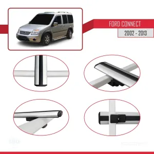 Ford Connect 2002-2013 Arası ile uyumlu Basic Model Ara Atkı Tavan Barı GRİ 3 ADET thumb 4