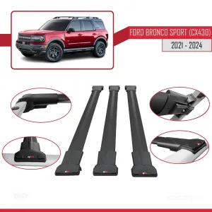 Ford Bronco Sport (CX430) 2021 ve Sonrası ile Uyumlu FLY Model Ara Atkı Tavan Barı SİYAH 3 ADET BAR thumb 5