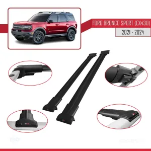 Ford Bronco Sport (CX430) 2021 ve Sonrası ile Uyumlu FLY Model Ara Atkı Tavan Barı SİYAH thumb 5