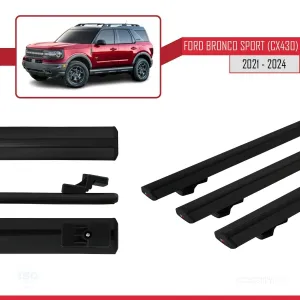 Ford Bronco Sport (CX430) 2021 ve Sonrası ile uyumlu Basic Model Ara Atkı Tavan Barı SİYAH 3 ADET thumb 5