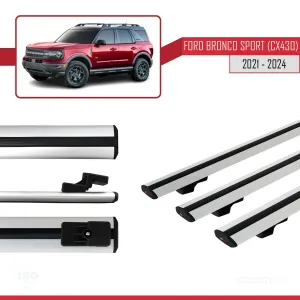 Ford Bronco Sport (CX430) 2021 ve Sonrası ile uyumlu Basic Model Ara Atkı Tavan Barı GRİ 3 ADET thumb 5