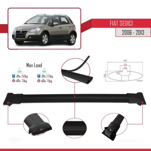 Fiat Sedici 2006-2013 Arası ile uyumlu FLY Model Ara Atkı Tavan Barı SİYAH thumb 4