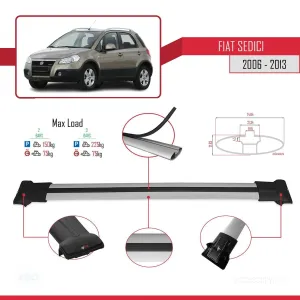 Fiat Sedici 2006-2013 Arası ile uyumlu FLY Model Ara Atkı Tavan Barı GRİ thumb 4