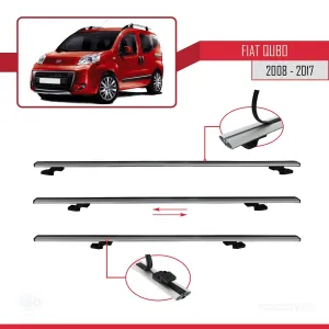 Fiat Qubo 2008-2017 Arası ile uyumlu Basic Model Ara Atkı Tavan Barı GRİ 3 ADET thumb 5
