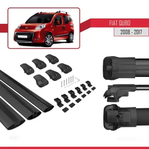 Fiat Qubo 2008-2017 Arası ile uyumlu ACE-1 Ara Atkı Tavan Barı SİYAH 3 ADET BAR thumb 5