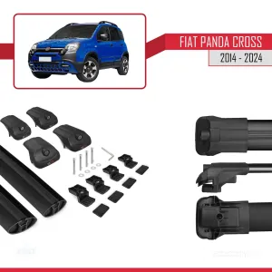 Fiat Panda Cross 2014 ve Sonrası ile uyumlu ACE-1 Ara Atkı Tavan Barı SİYAH thumb 5
