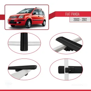 Fiat Panda 2003-2012 Arası ile uyumlu Basic Model Ara Atkı Tavan Barı SİYAH 3 ADET thumb 4